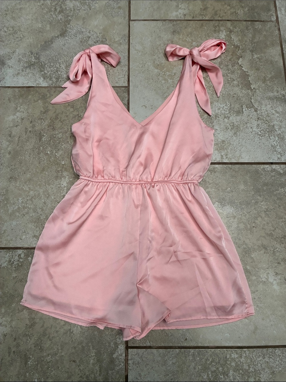 Altar'd State Pink Tie-Shoulder Romper